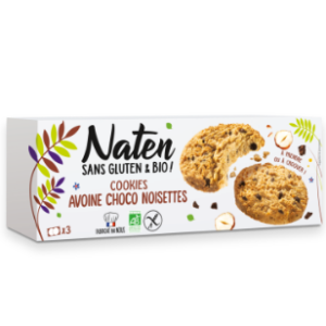 COOKIES AVOINE CHOCO NOISETTES SANS GLUTEN ET BIO.