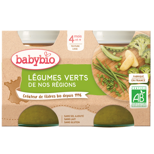 Babybio Légumes Verts 2x130g 4m+